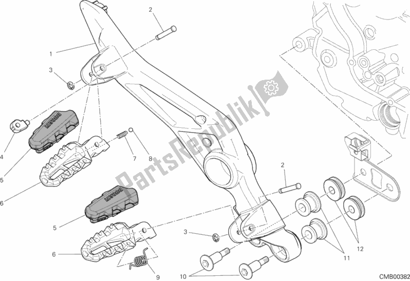 All parts for the Footrests, Right of the Ducati Hypermotard USA 821 2015